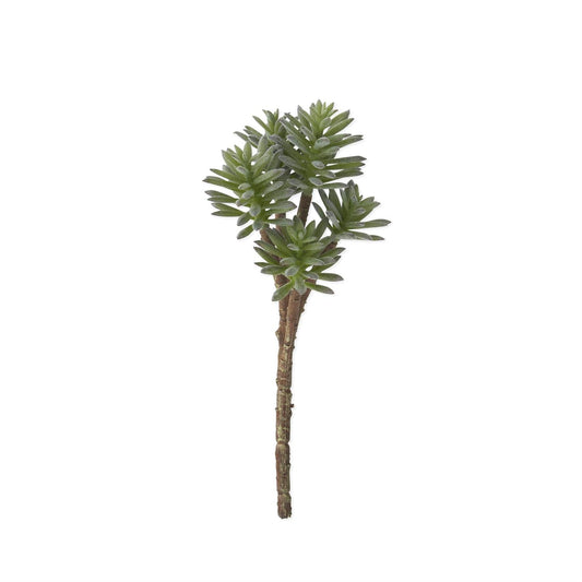 Flocked Green 5 Head Spiked Succulent Pick - 12"
