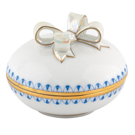 HND Figurine - Round Box W/ Bow - Blue