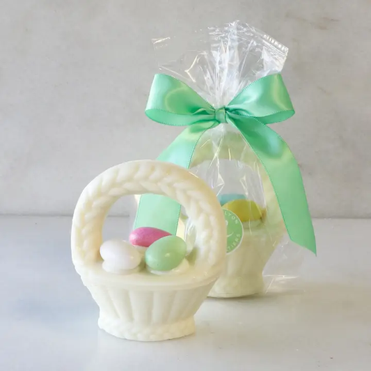 Solid White Chocolate Egg Basket with Jordan Almonds 4.5oz