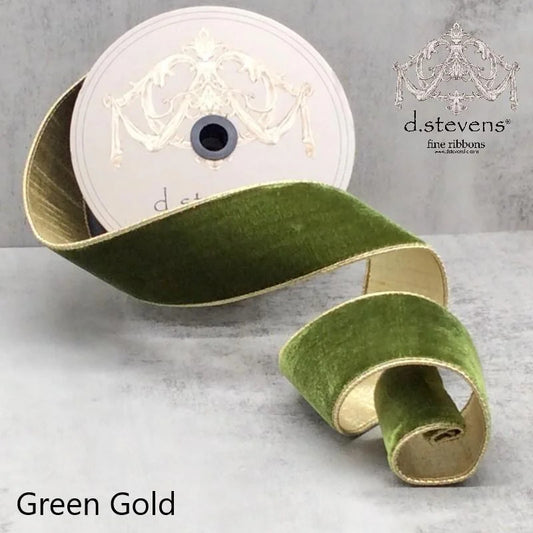 Lush Velvet Matching Dupion Back - Moss Green 2.5" x 10yds
