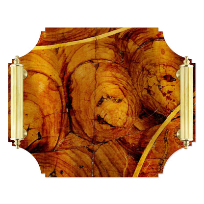 Acrylic Tray - Oysterwood with Brass Handles- 14"x 22"
