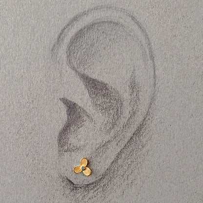 Small Trillium and Diamond Stud Earrings