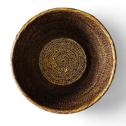 Small Round Waste Basket - Antique Brown