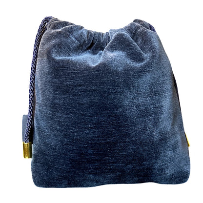 Trotter Blue Vintage Silk Scarf Drawstring Crossbody Bag