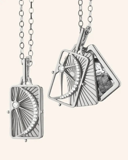 MRK Sun, Moon & Stars Sterling Silver Locket Necklace 32"
