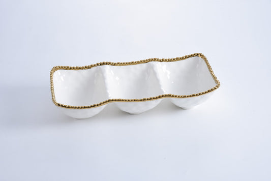 PPB Golden Salerno - Deep 3-Section Serving Piece (2564WG)