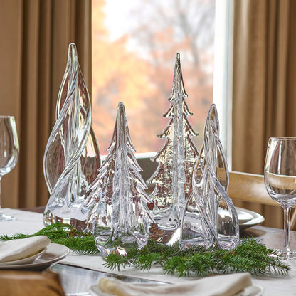 Simon Pearce Glass Evergreen Tree - Spiral Four Sided -