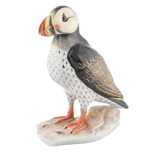 HND Figurine - Puffin On Rock - Multi - 6.75"H (W/LUXURY CASE)