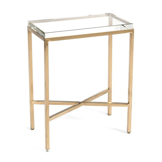 Glass Block Side Table - 26H X 20.5W X 10.5D