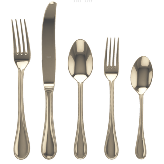 MEP Five Piece Flatware - Perla - Ice Champagne Finish