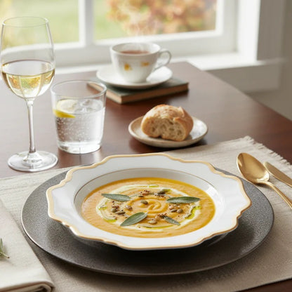 Antique - White & Gold - Soup Bowl 9"