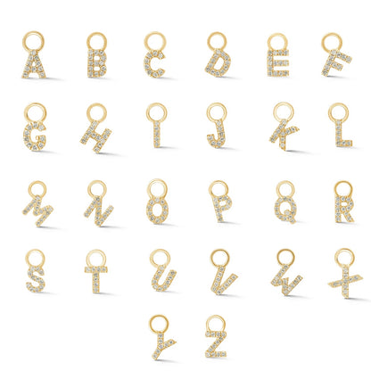 Pave Diamond & 14kt Yellow Gold Initial Charm