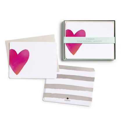 Boxed Notecards - Big Heart Flat Notes - 8ct
