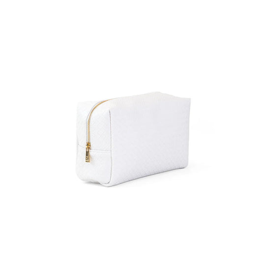 Luxe Everyday Cosmetics Bag - Woven Blanc