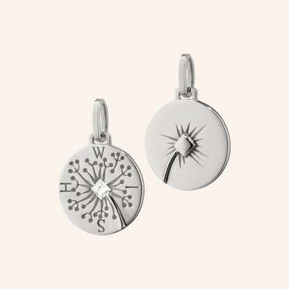 "Wish" Dandelion Intaglio Charm with White Sapphire