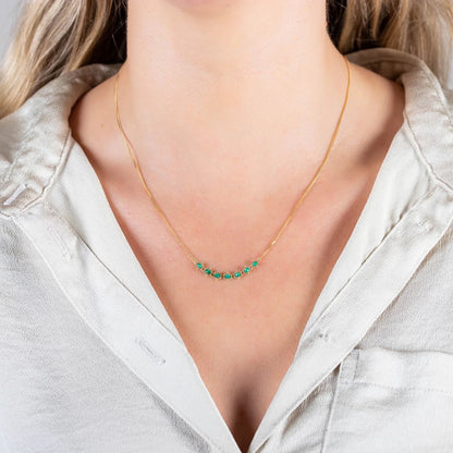Textile Row Emerald Necklace in 18k Gold