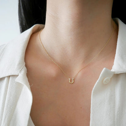 EFC N Lucky Horseshoe Necklace - 14KTYG