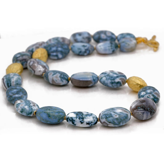 Oval Mexican Opal Bead Necklace