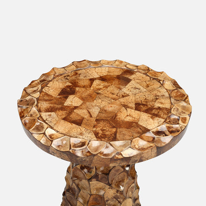 Elmira Coconut Shell Side Table 24"Dx24"H