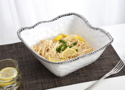 PPB Silver Salerno - Large Square Salad Bowl (2253W)