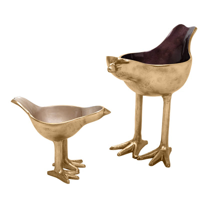 Leslow Bird Gold Decorative Bowls 12" Set of 2