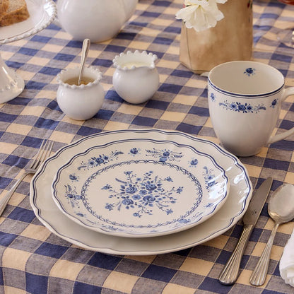 Vila - White & Filet Blue - Dinner Plate 11"