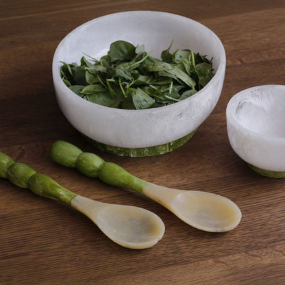 Rio Large Resin Bowl with Base - Green & White
