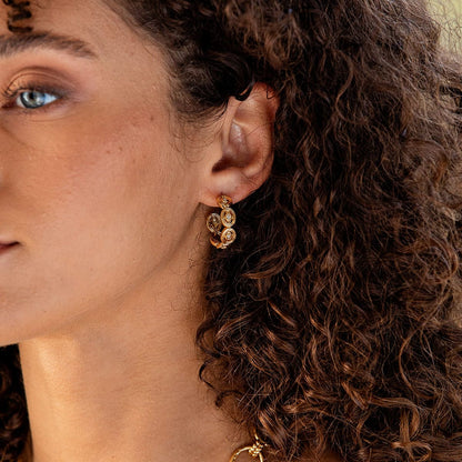 Monique - Hoops in Gold with Clear Crystals