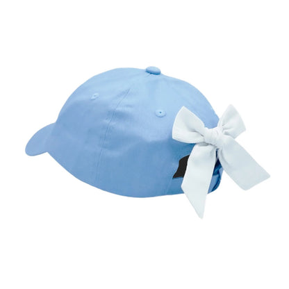 Blue Football Bow Baseball Hat - 0-2 YO