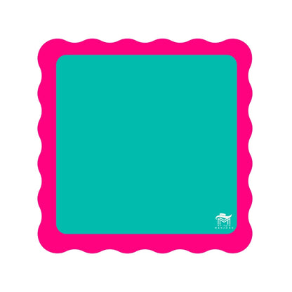 Mahjong Mat - Color Wave - Green Center with Pink Scallop