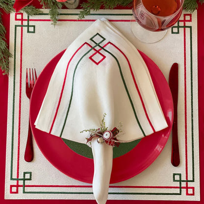 Link Napkin 21" - Red & Green