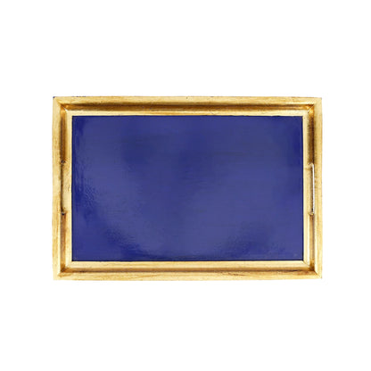 Florentine Wood - Cobalt & Gold Medium Rectangular Tray 18.5"