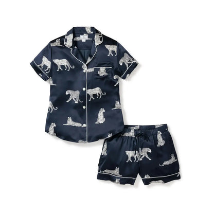 Women's Silk Short Set - Panthere de Nuit