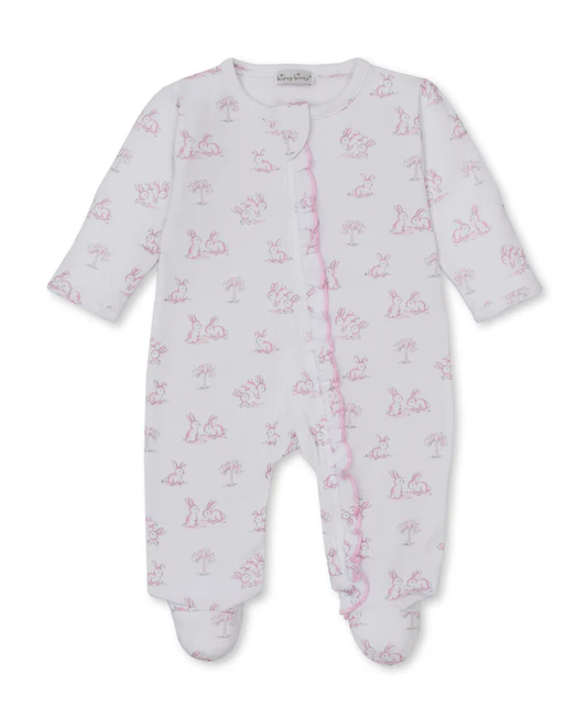 Springtime Bunny Fun - Footie with Zipper- Pink