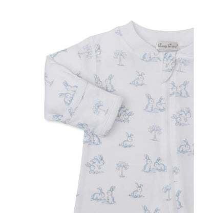 Springtime Bunny Fun - Footie with Zipper - Light Blue