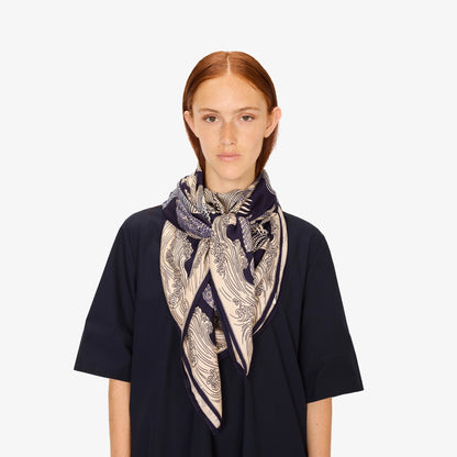 Square Scarf Carre 130 - Poseidon - Blue