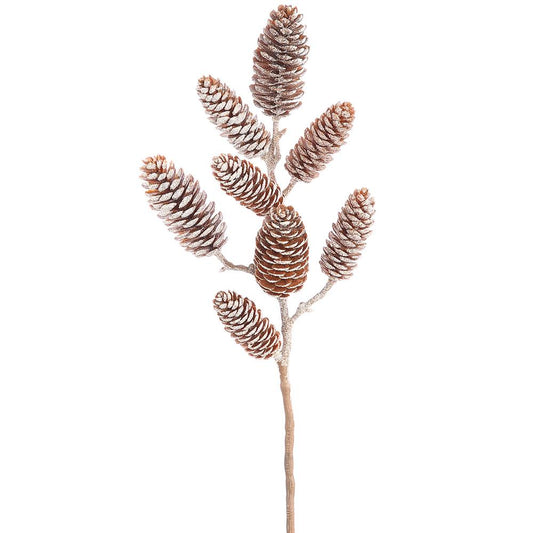 ASF 15" Iced Plastic Pine Cone Spray