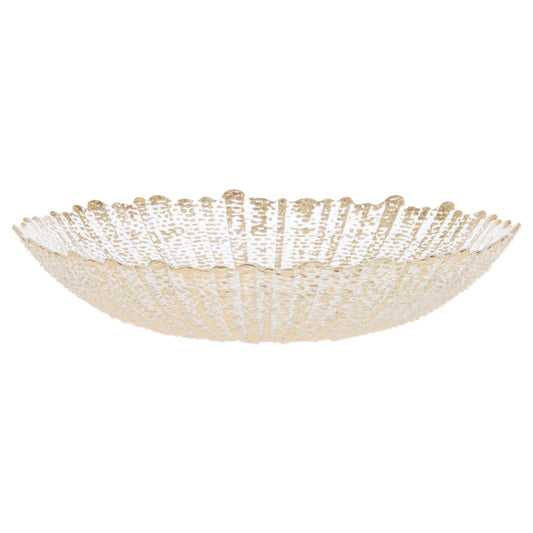 Rufolo Glass - Gold Large Striped Serving Bowl 16"