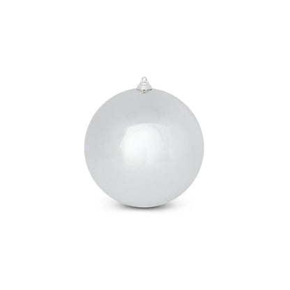 Silver Shiny Shatterproof Round Ornament - 7.5"