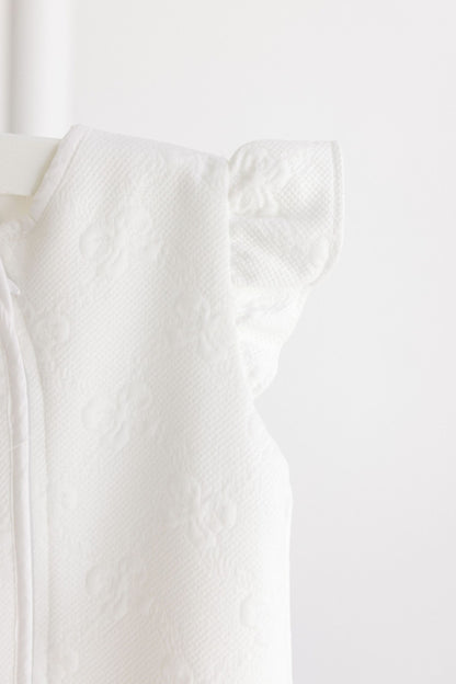 White Sleep Sack with Jacquard Bows