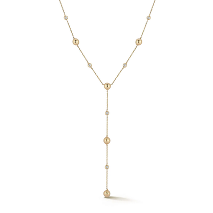 Poppy Rae Pebble Lariat Necklace - 14kt Gold