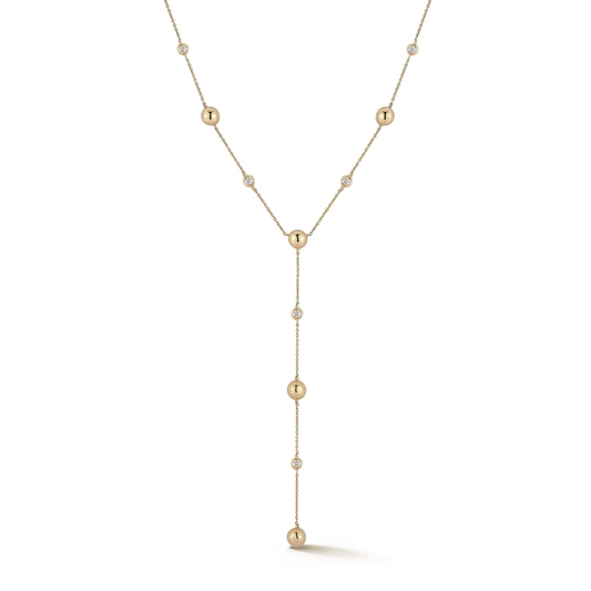 Poppy Rae Pebble Lariat Necklace - 14kt Gold