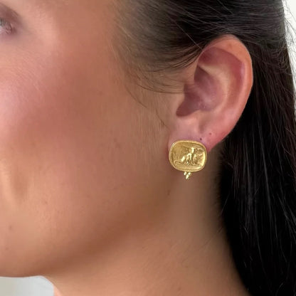 DMD E Guardian Angel Intaglio Earrings - Gold