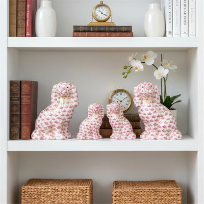 Staffordshire Dogs - Pink Fishnet - 9"H - (Set of 2)
