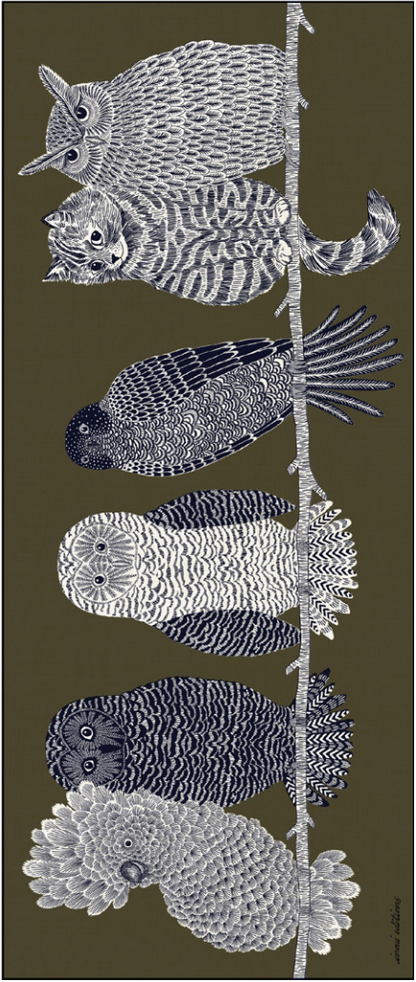 Scarf Etole 80 - Chouette - Khaki
