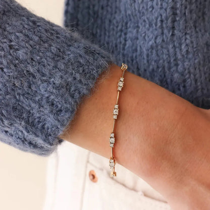 Ava Bea Spaced Tennis Bracelet - 14kt Gold