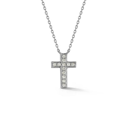 DRD N - DRD Diamond Cross Necklace, .05tcw, 14KWG, 16"