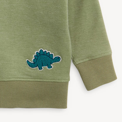 Fleece Set with Dino Patches - Moss -