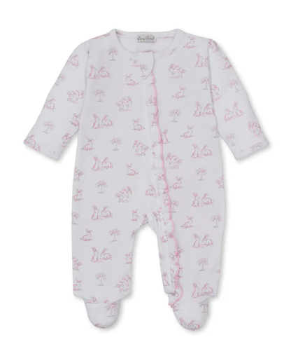 Springtime Bunny Fun - Footie with Zipper- Pink