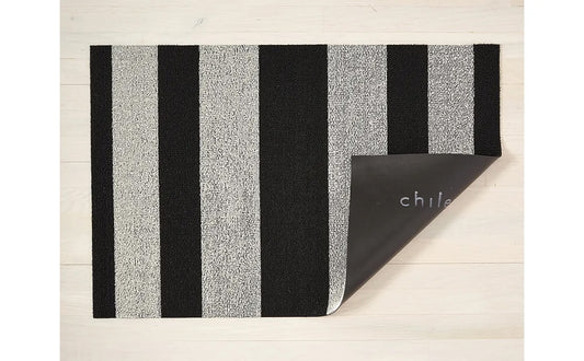 Bold Stripe Shag Mat - Utility 24x36 - Black & White